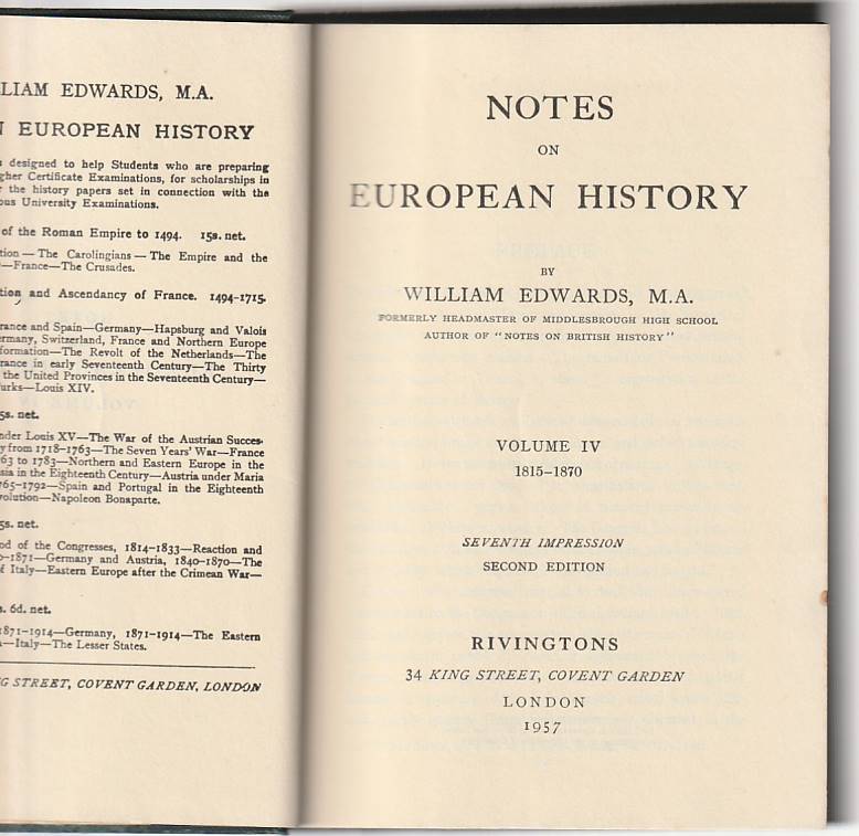 Notes on European History vol. 4  (1815-1870)