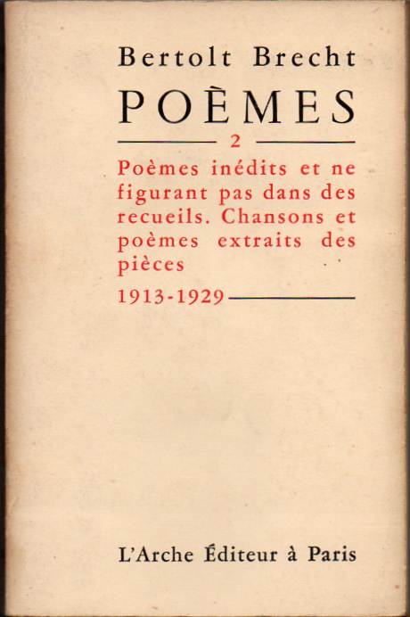 Poèmes 2 – 1913-1928– Bertolt Brecht