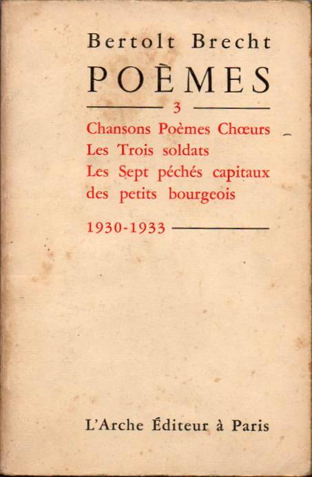 Poèmes 3 – 1930-1933– Bertolt Brecht
