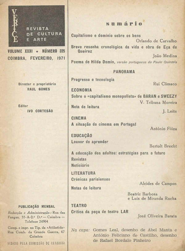 Vértice nº 325 – Fev. 1971