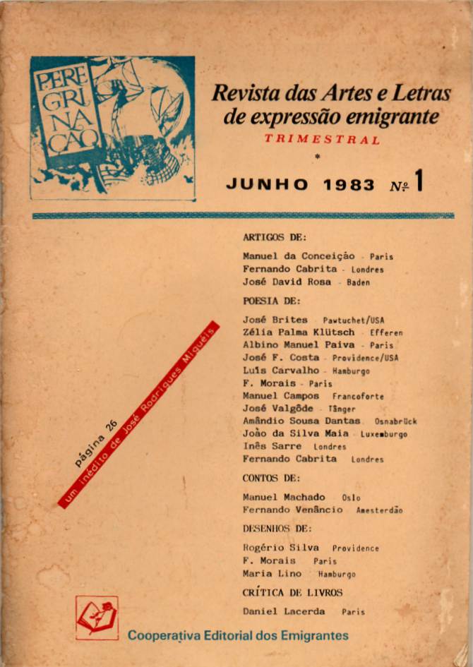 Peregrinação – Revista das Artes e Letras de expressão emigrante Nº 1 Junho 1983