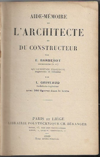 Aide-mémoire de l'architecte et du constructeur