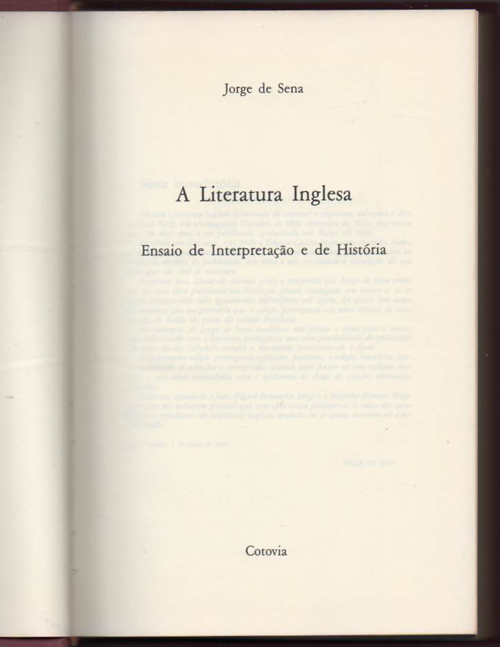 A literatura inglesa – Ensaio de interpretação e de História