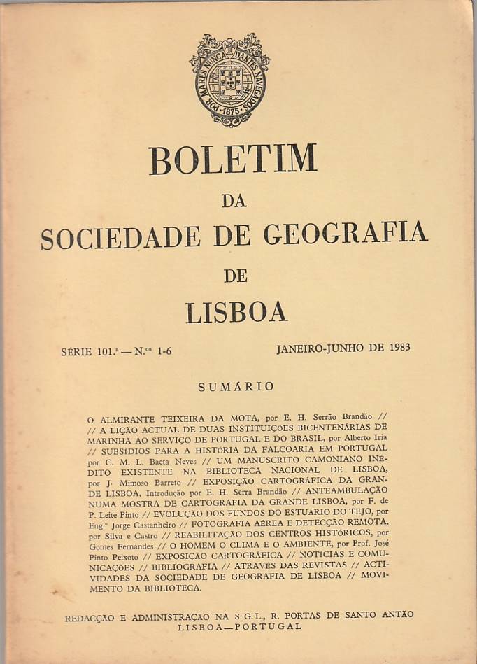 Boletim da Sociedade de Geografia de Lisboa – Série 101 – Nºs 1-6 