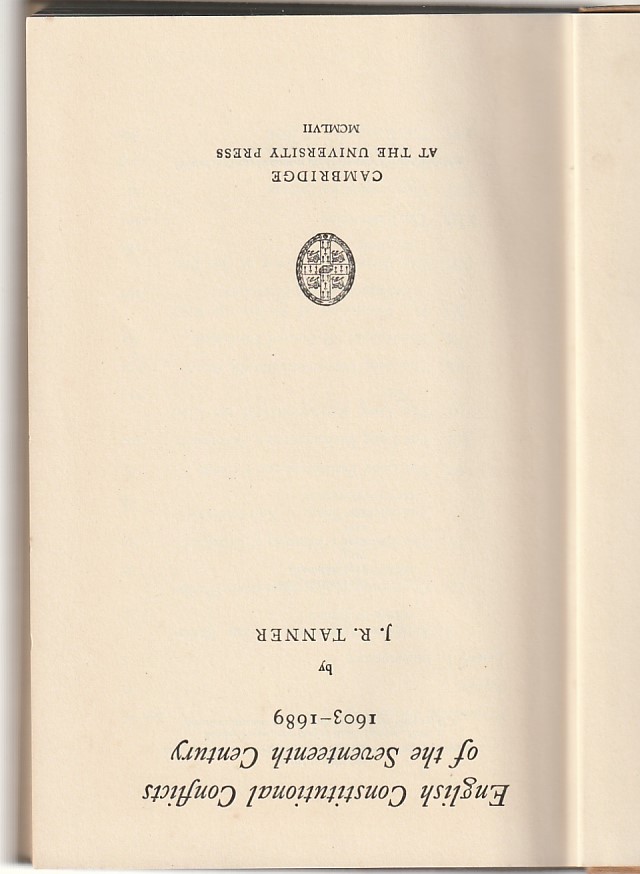 English Constitutional conflicts of the Seventeenth Century 1603-1689