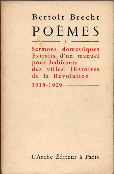 Poèmes 1 – 1918-1928– Bertolt Brecht