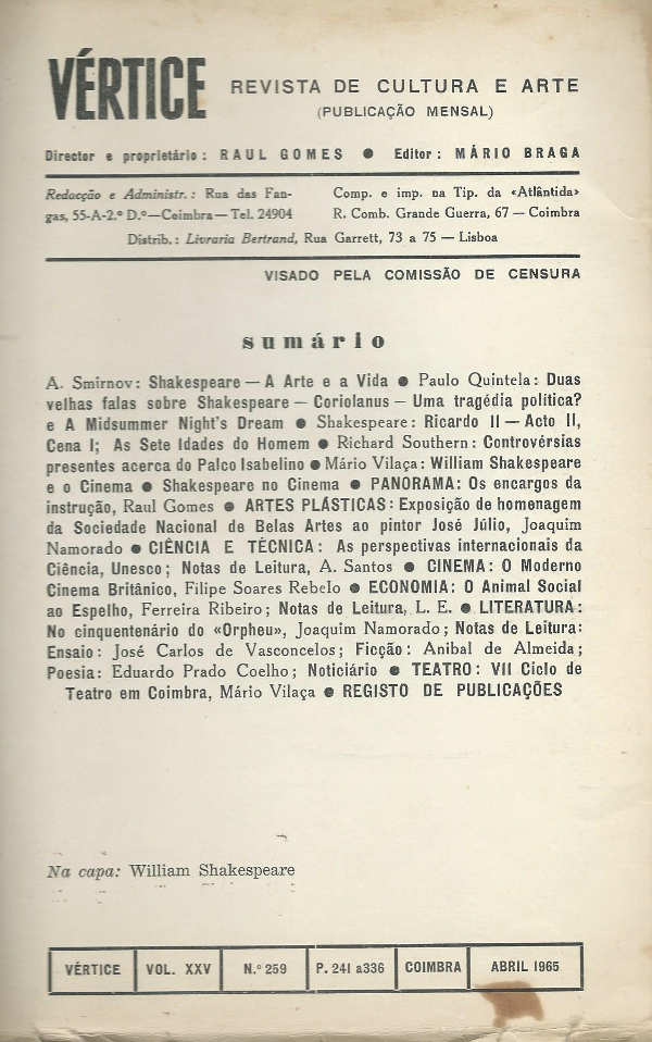 Vértice nº 259 – Abr. 1965